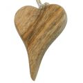 Floristik24 Dřevěné srdce deko věšák srdce dřevěná dekorace na zavěšení přirození 14cm