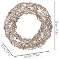 Dřevěný věnec, dekorativní věnec, přírodní bílá, Ø30cm, V9,5cm | Floristik24.cz