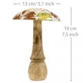 Dřevěná houbová deko podzimní listí bílá, barevná podzimní dekorace Ø13cm V19cm | Floristik24.cz