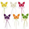 Floristik24 Dřevění motýlci na drátě, různé barvy 8cm 24ks
