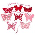Floristik24 Dřevění motýlci k zavěšení růžoví 8cm - 10cm 24ks