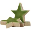 Floristik24 Dřevěné hvězdy Vánoční ozdoby rozptýlené ozdoby lesklé světle zelené Ø5cm 8ks