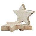 Floristik24 Dřevěné hvězdičky ozdobné hvězdičky bílé zlato praskající dřevo Ø5cm 8ks