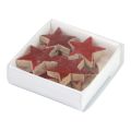 Floristik24 Dřevěné hvězdy ozdobné hvězdy červená rozptýlená dekorace lesklý efekt Ø5cm 12ks