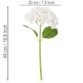 Umělý květ hortenzie s dlouhým stonkem k dekoraci, 48 cm | Floristik24.cz