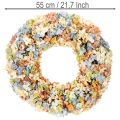 Věnec z umělých hortenzií, barevný, na dveře a zeď, 55 cm | Floristik24.cz