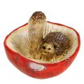 Floristik24 Ozdobná figurka ježek na houbě červeno-bílá V6cm