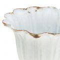 Floristik24 Rustikální starožitný pohár bílý Ø9,3cm H10,4cm