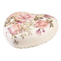 Floristik24 Keramické dekorační srdce s růží kamenina na stůl 10,5cm