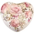 Floristik24 Keramické dekorační srdce s růží kamenina na stůl 10,5cm