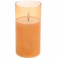 Floristik24 LED svíčka ve skle z pravého vosku oranžová Ø7,5cm H10cm