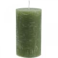 Floristik24 Jednobarevné svíčky olivově zelené různé velikosti
