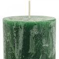 Floristik24 Jednobarevné svíčky Tmavě zelené sloupové svíčky 70×140mm 4ks
