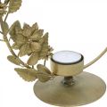 Floristik24 Stojan na čajovou svíčku zlatá deko smyčka květinové šišky V29,5cm