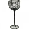 Floristik24 Stojan na čajovou svíčku černá kovová ozdobná sklenice na víno Ø10cm H26,5cm