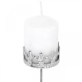 Floristik24 Dekorační korunka na svíčku, svícen na nalepení, adventní dekorace stříbrná Ø5,5cm 4ks