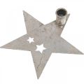Floristik24 Kovová dekorace hvězda, kuželový svícen na vánoční stříbro, starožitný vzhled 20cm × 19,5cm