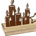 Floristik24 Dřevěný tác silueta svíčky patina 50cm × 17cm