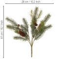 Umělá jedlová větvička s ozdobou z kužele, 41 cm | Floristik24.cz