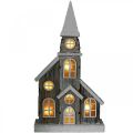 Floristik24 Světelný domeček dřevěný kostel Vánoční kostel dřevěný kostel V45cm