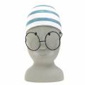 Floristik24 Ozdobná hlava plavkyně s brýlemi a koupací čepicí modrá bílá V15cm / 16cm 2ks