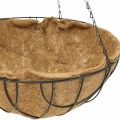 Floristik24 Závěsný košík, miska na rostliny z kokosového vlákna přírodního kovu, černá V20,5cm Ø40,5cm