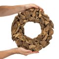 Dekorativní věnec z přírodních dřevěných kousků, kulatý, 35 cm | Floristik24.cz
