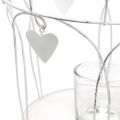 Floristik24 Korunka s dekorem srdce, svícen na čajovou svíčku, shabby chic bílá Ø19cm V28,5cm