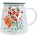 Floristik24 Dekorativní džbán s divokými růžemi, smaltovaný džbán, kovová váza vintage vzhled V12,5cm