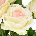Floristik24 Umělé růže Kytice z umělých růží Krémově růžové trsátko 54cm