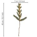 Umělá jedlová větvička se zlatými mini vánočními ozdobami, 46 cm, 2 kusy | Floristik24.cz