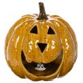 Keramická dýně s obličejem, LED dekorace, Halloween, 19 cm | Floristik24.cz