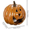 Keramická dýňová halloweenská LED dekorace 15cm | Floristik24.cz