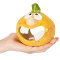 Dekorativní figurka dýně a svíčka na čajovou svíčku, legrační obličej, podzimní dekorace, 12 cm, 2 kusy | Floristik24.cz