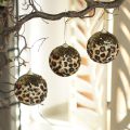 Floristik24 Vánoční ozdoba s leopardím vzorem a zlatými třpytkami 7 cm 3 ks