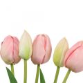 Floristik24 Umělé květiny tulipán růžový, jarní květina 48cm svazek 5 ks