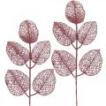 Floristik24 Umělé rostliny, deko listy, umělá větvička růžové třpytky L36cm 10ks