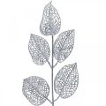 Floristik24 Umělé rostliny, ozdoba větví, deko list stříbrný třpyt L36cm 10ks