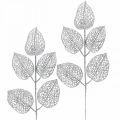 Floristik24 Umělé rostliny, ozdoba větví, deko list stříbrný třpyt L36cm 10ks
