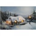 Floristik24 LED obrázek Vánoční zimní krajina s domem LED fototapeta 58x38cm