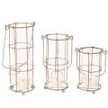 Zahradní lucerna, kovová větrná lampa Ø8,5 cm V23/18,5/14,5 cm, sada 3 kusů | Floristik24.cz