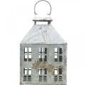 Floristik24 Vintage dekorativní lucerna kovový světelný dům bílá rez H35cm