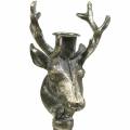Floristik24 Svícen hlava jelena stříbrná starožitná Ø13cm H40cm