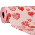 Floristik24 Manžetový papír hedvábný papír růžové srdce 25cm 100m