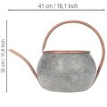 Kovová dekorativní konev na zalévání, vintage venkovský styl, zahradní dekorace, k sázení, stříbrná měď, D41cm Ø26cm V30cm | Floristik24.cz