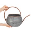 Kovová dekorativní konev na zalévání, vintage venkovský styl, zahradní dekorace, k sázení, stříbrná měď, D41cm Ø26cm V30cm | Floristik24.cz