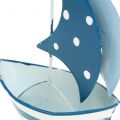 Floristik24 Dekorativní plachetnice z kovu modrá, bílá 9,5cm x 13cm 2ks