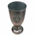 Floristik24 Dekorativní kovový pohár s ornamentem stříbrnošedá Ø16,5cm V31cm