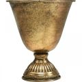 Kovová miska Pohár kovová dekorace zlatý starožitný vzhled V16cm