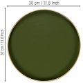 Dekorativní podnos v zelené barvě se zlatým okrajem, moderní, 30 cm | Floristik24.cz